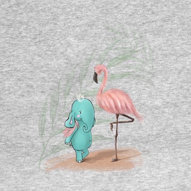 Elephant Tiffan & flamingo by Elephant Tiffan 